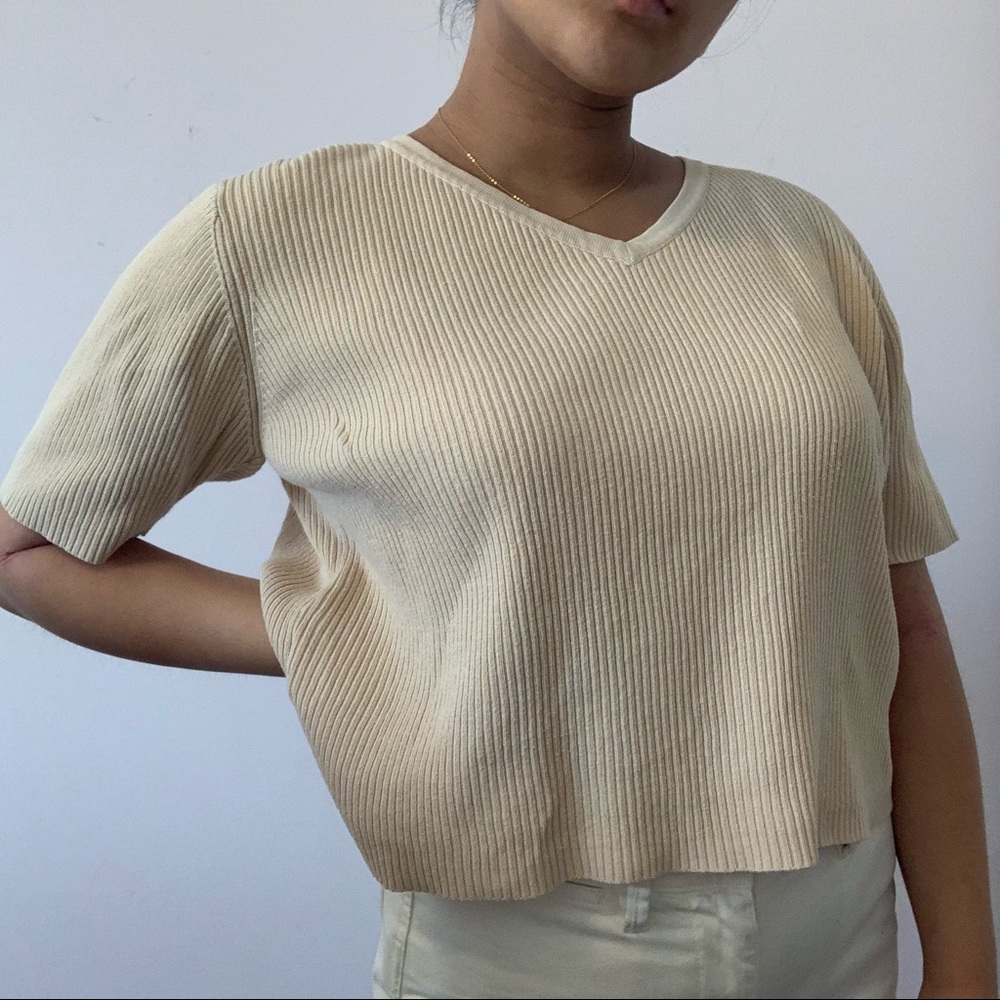 Beige Short Sleeve Top 🤎